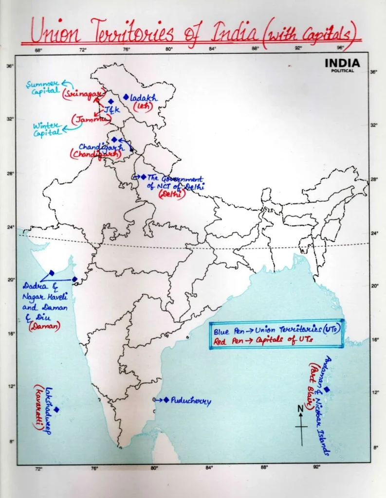 States and Union Territories of India 2 UTs of India map