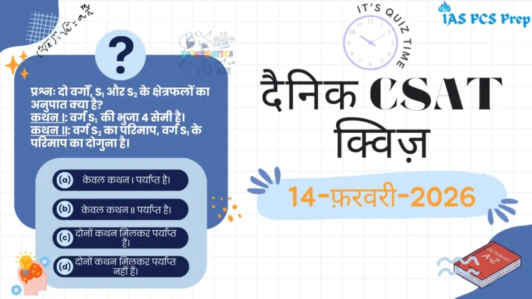 Dainik CSAT Quiz (14 February 2026)