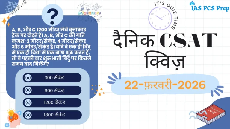 Dainik CSAT Quiz (22 February 2026)