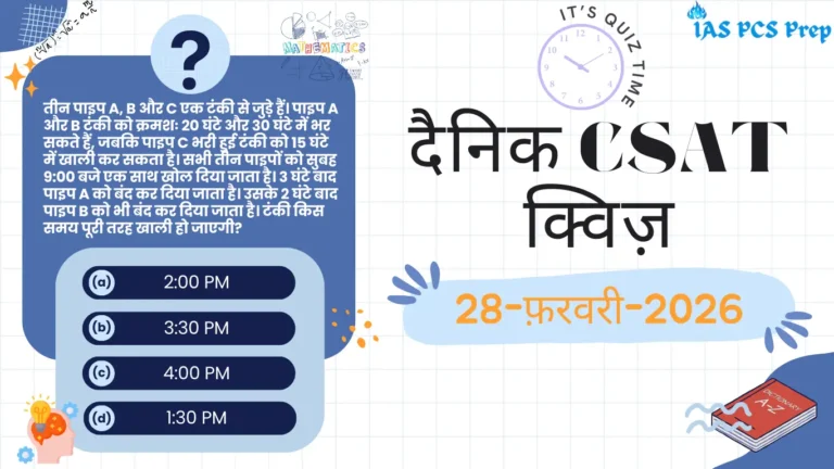 Dainik CSAT Quiz (28 February 2026)
