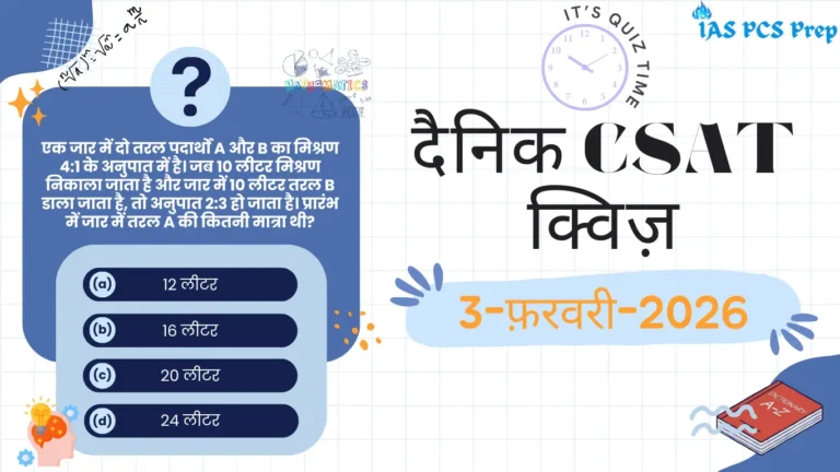 Dainik CSAT Quiz (3 February 2026)