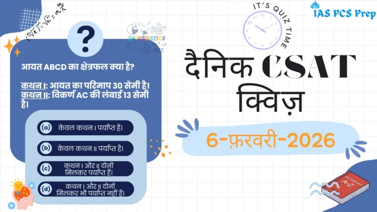 Dainik CSAT Quiz (6 February 2026)