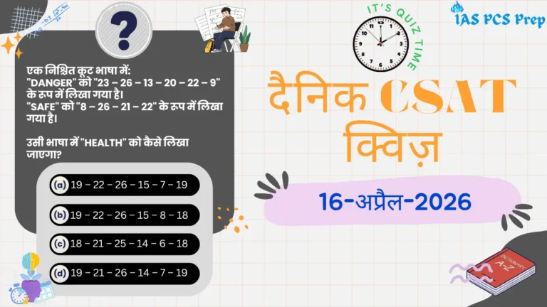 Dainik CSAT Quiz (16 April 2026)
