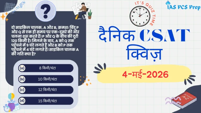 Dainik CSAT Quiz in Hindi (4 May 2026)